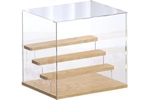 FRIKINK Vitrina Expositora Acrílica Led para Figuras y Colecciones - Metacrilato Duradero, Caja Exhibición y Protección de Objetos con Luz (32 x 26 x 29,2 cm)