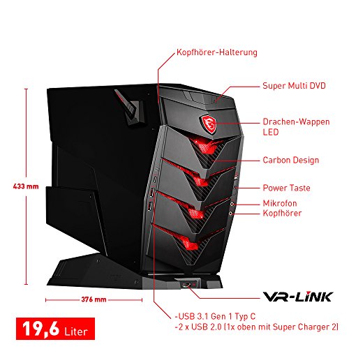 MSI 9S6-B90711-019-956-B907-102 Aegis 3 VR7RD-019DE Desktop PC (Intel Core i7-7700, 2000GB Festplatte, 16GB RAM, Geforce GTX 1070, Win 10 Home) schwarz - 2