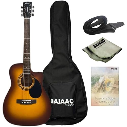 Cort Af500C Standard Series Open Pore Cutaway Acoustic Guitar With Bajaao Gig-Bag, Strap, Polishing Cloth & E-Book - Mahogany