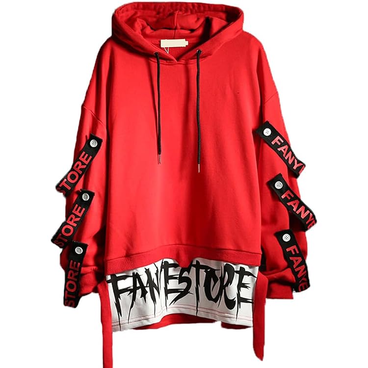 Men's Y2K Gothic Hoodie - Dark Academia Punk Streetwear With Chain, Loose Fit, Black
