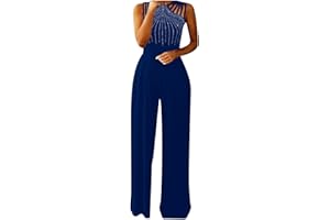 DIAND Jumpsuits for Women UK Wedding Sequin Elegant Party Playsuit Black Clubbing Romper Wide Leg Office Evening Trousers Diamond Halter Sexy Jumpsuit
