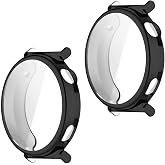2 Pack Case with TPU Compatible with Huawei Watch GT 5 Pro Screen Protector All-Round Protective Case All-Round Protective Case Bumper Case Cover Black 42 mm