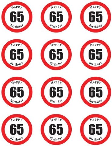 PRE-Cut Happy 65TH Birthday Sign Edible Rice/Wafer Paper Cup Cake Toppers Party Decoration