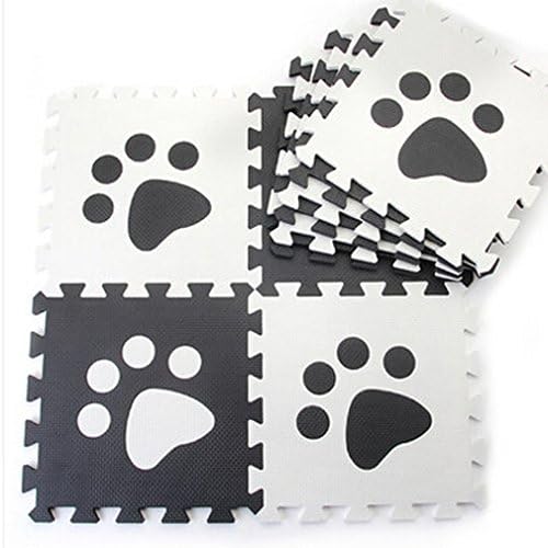 YS Solid EVA Foam Floor Play Mat Decoration Home For Baby Kids Adult (9 Tiles 12 "X12" 3/8" Black Feet)