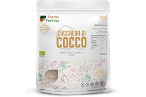 Energy Feelings Zucchero di Cocco Integrale BIO 2 Kg. Dolcificante Naturale ottenuto dai Fiori di Cocco, Basso Indice Glicemico, Senza Glutine nè Lattosio. Coconut Sugar Vegano