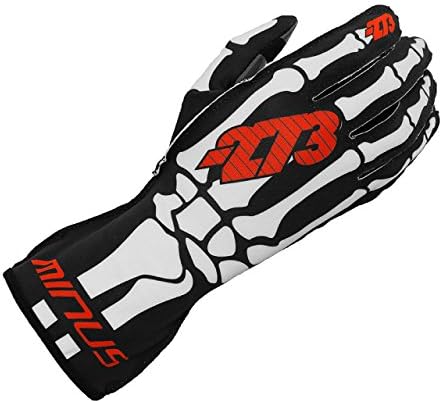 Minus 273 Kart Skeletal Racing Karting Gloves Black / White 3XS