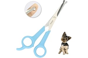 Chi-buy Pet Grooming Scissors for Dogs and Cats with Safe Round Tips Stainless Steel Dog Eye Cutting Scissors Home Professional Pets Grooming Tool (Blue)