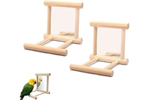 YANJIY 2 Stück Spiegel Spielzeug Vogel, Vogelspiegel für Wellensittiche, Papagei Vogelspiegel, Bissfest, Robust, Lustiges Übungsgerät, Hakendesign, für Vogel, Papagei, Käfig, Grauara, Kakadu