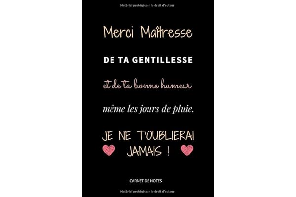 Merci Maîtresse: carnet de notes A5 | cadeau pour une maîtresse en fin d'année scolaire | cadeau d'institutrice pour remerciement
