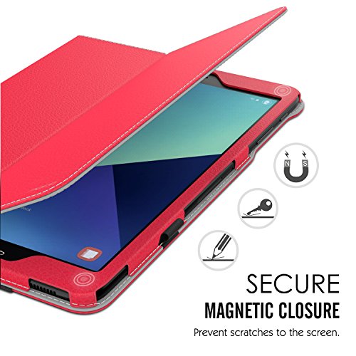 MoKo Samsung Galaxy Tab S3 9.7 Hülle – PU Leder Ständer Schutzhülle Smart Case Cover mit Stift-Schleife / Standfunktion und Auto Sleep / Wake Up Funktion für Samsung Galaxy Tab S3 9.7 Zoll (2017) SM-T820 / T825 Tablet, Rot - 7