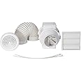 Airflow Aventa 100mm In-Line Extractor Fan with Adjustable Timer Kit – Includes 6m Flex Duct, Ties, Chrome & White Grilles, External Grille – Quiet, 2-Speed - 3 Years Warranty