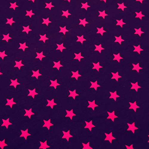 0,5m Jersey Sterne violett-purple & 0,5m uni Jersey uni pink Muster-Mix 95% Baumwolle 5% Elastan Stoffbreite 1,4m (insgesamt 1m x 1,4m) - 2