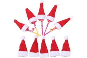 BESTOYARD 10 Stücke Lollipop-Hut Lollipop-Mütze Lutscher Hüte Mini Weihnachtsmütze Weihnachtshut Süßigkeiten Hut Weihnachtsdekoration