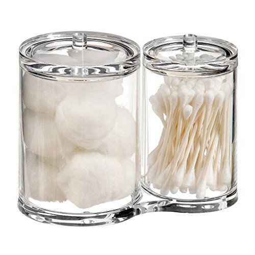 Oriskey Wattestäbchen Kosmetex Acryl Wattepads Behälter Halter Box Q-Tips Aufbewahrung, 2 runde Behälter - 2