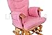 LUXURIOUS HUSH HUSH SOLID OAK WOOD GLIDER CHAIR WITH PALE PINK CUSHIONS - NURSING GLIDER / ROCKER / ROCKING / MATERNITY / FEEDING CHAIR (With Locking Mechanism & Free Matching Footstool)