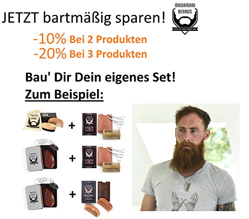 Bartbürste & Bartkammkette zur Bartpflege – Hochwertiges Bartpflege-Set – MADAMARI BEARDS – Bartbürste mit Wildschweinborsten inklusive Bartkamm aus Metall zur Pflege unterwegs – Metallbox für eine ideale Geschenkidee – Besonders weiche Borsten - 7