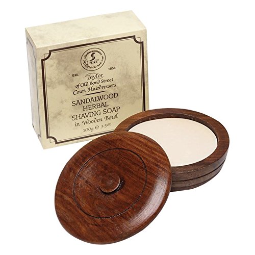 Taylor of Old Bond Street Sandalwood Shaving Soap with Wooden Bowl 100g