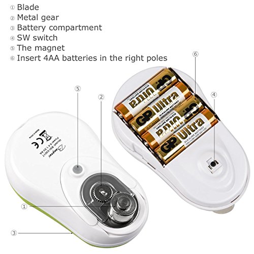 BangRui Elektrischer Dosenöffner AKTUELLE VERSION Automatischer Dosenöffner Elektrisch Handfrei Schnell Sicher Intelligente Stopp-Funktion für Senioren Alte Leute Rechts- und Linkshänder (Grün) - 5