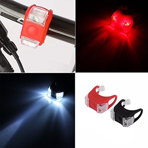 Hochwertiges LED Fahrradlichter Set – Signallichter – überall einsetzbar, rot und schwarz – VERBESSERTE VERSION – wasserdicht – aus Silikon - 2
