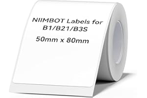 NIIMBOT Thermo Etiketten Selbstklebend, B1/B21/B3S Etikettenband Papier für Schule, Zuhause, Büro, Kleine Unternehmen (Weiß-Rechteck-50 x 80mm)