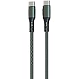 Portronics Konnect C Square 18W POR-1065 Type-C to Type-C 1.2M Cable with Power Delivery & 3A Quick Charge Support, Nylon Braided for All Type-C Devices, Green