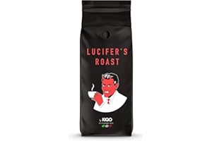 KIQO COFFEE & TEA LUCIFERS ROAST 500g grains de café by KIQO d'Italie - café fort - faible acidité - avec 571mg de caféine - 100% Robusta (grains entiers, 500g)