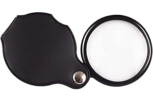 WZHIY 20X Pocket Magnifying Glass,Small Magnifier,Compact Folding Handheld Loupe with Rotating Protective Case,Great for Reading Stamps Seniors, Inspection & Hobbies(Black)