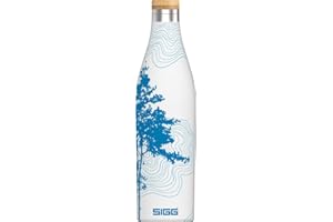 Sigg Meridian Cantimplora metálica (0.5 L / 0.7 L), Botella hermética Aislante, Botella de Acero Inoxidable y bambú para Bebidas frías y Calientes