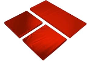 Jardins de Luxe! Outdoor Garden Replacement Rattan Furniture Sofa & Cushions Pads [6cm Thickness] [Waterproof Fabric] (Cushion Set (2 x Chairs + 1 x Sofa), Red)