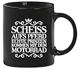 Scheiss aufs Pferd, Motorrad Kaffee Becher mit Motiv bedruckte Tasse Mug Kaffeebecher, Größe: onesize,Schwarz