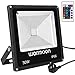 Produktbild Warmoon 30W RGB LED Außen Strahler Scheinwerfer mit Fernbedienung Outdoor Dimmbare Fluter 16 Farben 4 Modi IP66 Wasserdicht LED Flutlicht Farbwechsel Weihnachten Garten Deko Beleuchtung für Garagen, Lagerhäuser, Hinterhöfe, Parkplätze