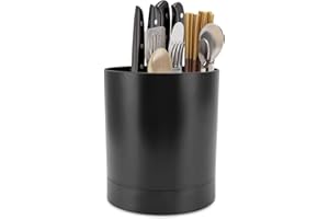 Cyrank Portautensili da Cucina, portautensili Girevole a 360°, portautensili per Utensili da Cucina, per Piano di Lavoro(Nero)