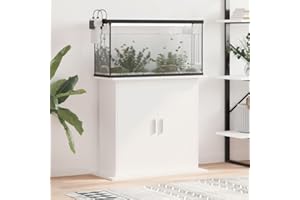 Homgoday Supporto per acquario con 4 scomparti con ante per acquario, mobile per acquario, mobile per acquario, mobiletto per acquario, armadietto, colore bianco, 81 x 36 x 73 cm, materiale in legno