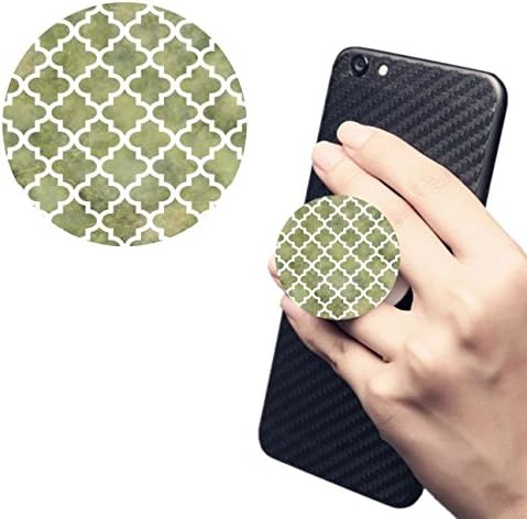 Pop Multi-Function Car Mount Free Clip Cell Phone Holder Expanding Stand Grip Sockets For Smartphones iphone Samsung LG Sony iPad And Tablets White Extensible Finger Holder-Moroccan Tile Trellis Patterm on Moss Green Marble