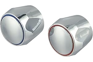 Babominimer Confezione da 2 manopole di ricambio per rubinetto standard per rubinetto caldo e freddo, copertura superiore della testa del rubinetto, cromate