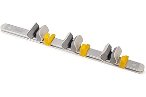 Joseph Joseph CleanTech Aufbewahrungshalter für Reinigungswerkzeuge mit 3 Verstellbaren Griffen und 3 Haken, Silbergrau