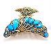 Fashion Base Retro Acrylic Crystal Peacock Shaped Hair Claws Clips for Women Bluel