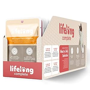 Marca Amazon – Lifelong Alimento completo para gatos adultos – Selección de carne en salsa, 2,4 kg (24 bolsitas x 100g)