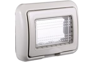 ZOREI Placca con Coperchio, Supporto Stango Idrobox IP55, Compatibile con Bticino Living Light, Coperchio Modulo Cassetta (3 Posti/Moduli,Grigio)
