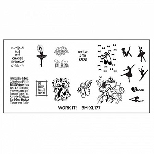 Plate BM XL 177 Bundle Monster Ballerina Dancer Dance For Nail Art Stamping Template