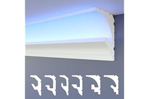 HEXIMO LED 2in1 Modanature per stucchi, soffitti a illuminazione indiretta XPS polistirene, Profilo di raccordo leggero (Pezzo campione HLED 1)