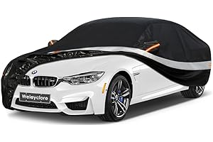 HOLTHLY 10 Layers Car Cover Waterproof Breathable Large for Saloon,100% Waterproof Outdoor Car Covers Rain Snow Protection. Custom Fit for Jaguar XE/S-type, Audi A5, BMW 4 Series, Ford Mondeo,etc Black