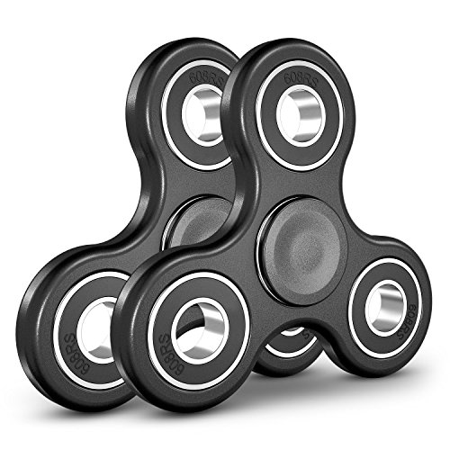 [2 Packs] Fidget Spinner Toy, SPARIN EDC Hand Spinner Fidget Toy with [Hybrid Bearing] [More Stable] [Thumb Adsorption] [Easy to Use] [Ultra Durable] [Upgraded Version,More suitable for beginners], Black