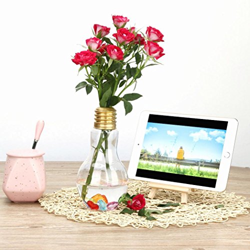 DOLDOA Glowing Light Bulb Shape Stand Plant Flower Vase Hydroponic Container Bottle,Gold