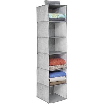6 Regalfächer mDesign hängender Stoffschrank aus Kunstfaser dunkelbraun