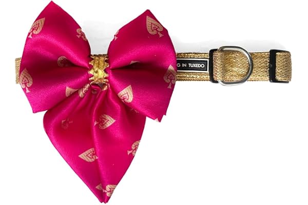 That Dog In Tuxedo Padma Festive Dog Bow Tie for Diwali, Festivals and Wedding - Utsava Collection (Pink, S)
