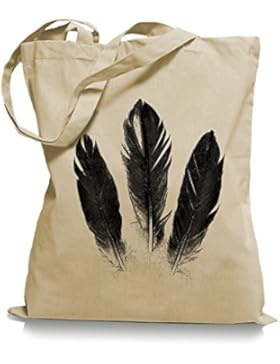 Ma2ca® Feathers Feder - Jutebeutel Stoffbeutel Tragetasche / Bag WM101