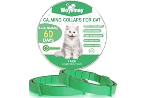 Woyamay Collare Calmante per Gatti, Collari Calmanti Feromoni Gatto Regolabile e Impermeabile, Naturale Anti-Ansia Collare Gatto Calmante per Gatti di Taglia Piccola, Media e Grande, Verde (2 Pezzi)