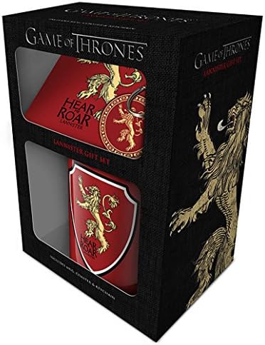 Game of Thrones Mug Coaster and Keychain House Lannister Official Gift Set One Size