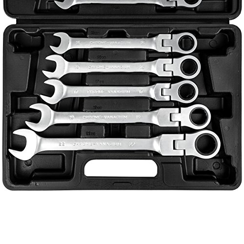 TecTake 12-tlg Ratschenschlüssel Satz Set Gelenk Ringmaul Ring Maul Ratsche Schlüssel - 2